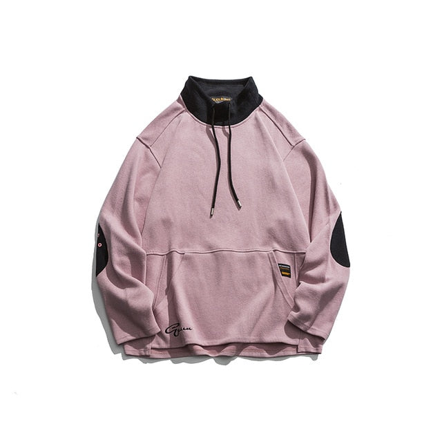 Youth Men Color Block Turtleneck Hoodies 2020 Mens Harajuku Korean Fashions Sweatshirts Man Japanese Streetwear Clothes