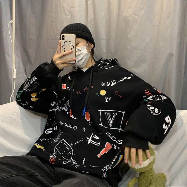 Men Hip Hop Harajuku Sweatshirts 2020 Mens Japanese Streetwear Hooded Hoodie Male Korean Funny Black Clothing Plus Size
