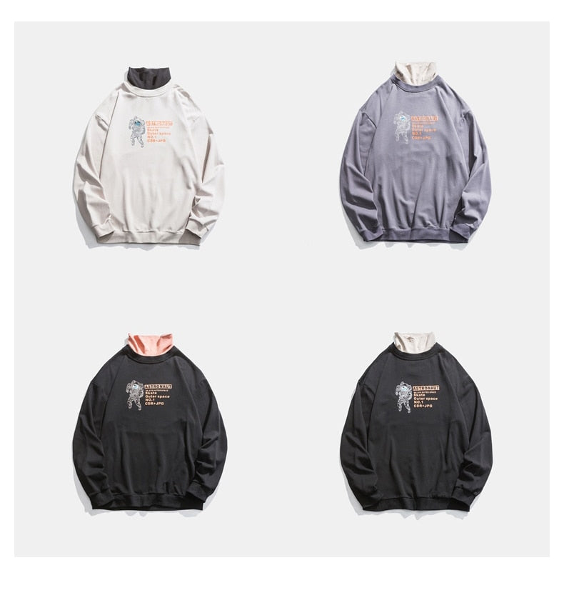 Youth Fake Two Pieces Half Turtleneck Hoodies 2020 Pullovers Colorfull Cotton Sweatshirt Harajuku Streetwear Clothing