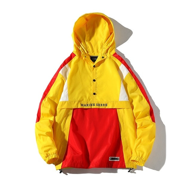 Youth Men Harajuku Patchwork Jackets Coats 2020 Japanese Streetwear Vintage Windbreaker Korean Hooded Bomber Jackets