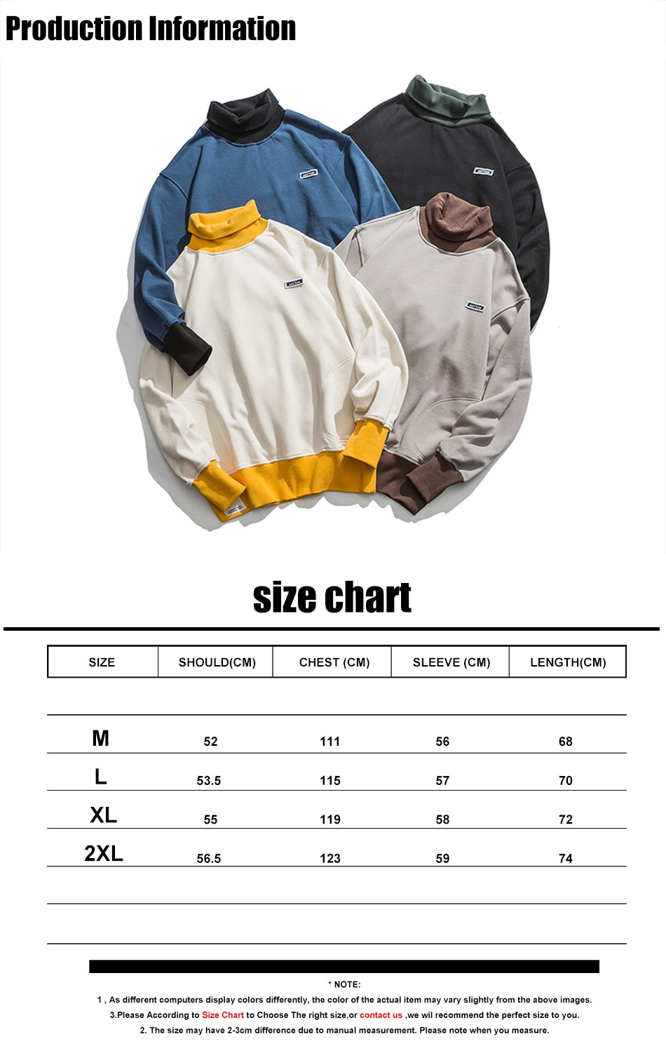 Youth Men Turtleneck Hoodies 2020 Mens Color Bock Streetwear Sweatshirts Male Korean Fashions Hip Hop Loose Hoodies