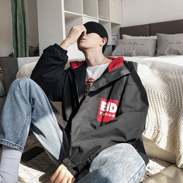 Streetwear Bomber Cargo Jacket Men 2020 Mens Korean Print Windbreaker Hooded Jackets Male Hip Hop Coats Plus Size