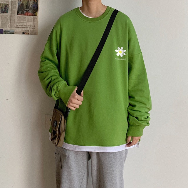 Men Flower Harajuku Spring Hoodies 2020 Pullovers Mens Korean Fashions Sweatshirts Male Japanese Streetwear Clothing