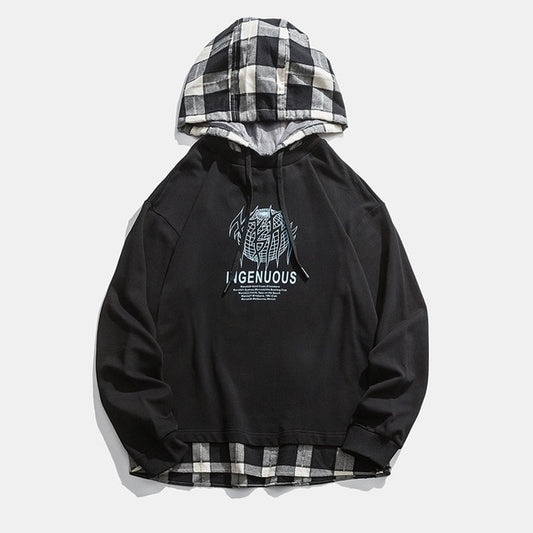 Youth Plaid Harajuku Oversized Hoodies 2020 Pullovers Men Korean Fashions Sweatshirt Streetwear Hip Hop Kpop Clothing