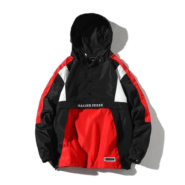 Youth Men Harajuku Patchwork Jackets Coats 2020 Japanese Streetwear Vintage Windbreaker Korean Hooded Bomber Jackets