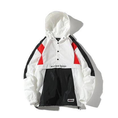 Youth Men Harajuku Patchwork Jackets Coats 2020 Japanese Streetwear Vintage Windbreaker Korean Hooded Bomber Jackets